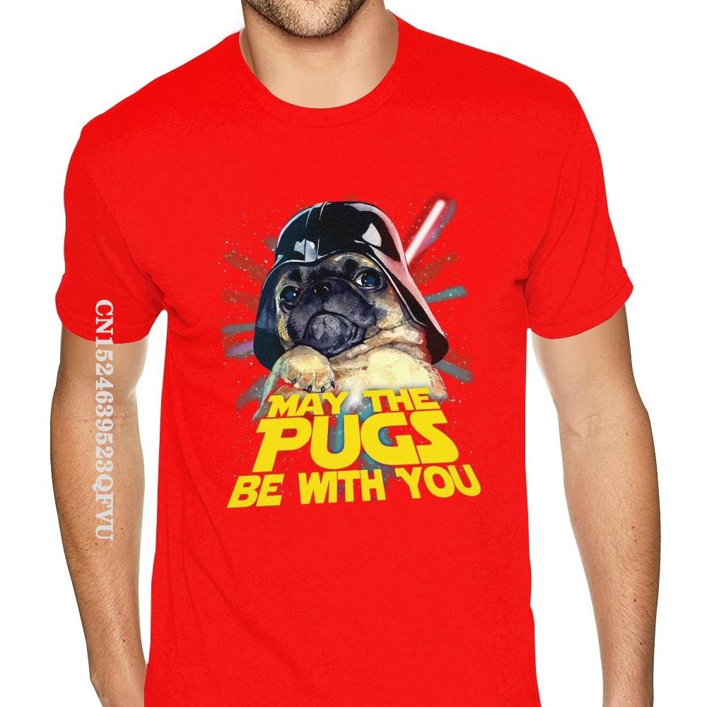 May The Pugs Be With You Tees Shirt Guys Oversized T-Shirt Men's Gothic Anime Tshirt Fashionable Brand Top Vintage Tee Shirt