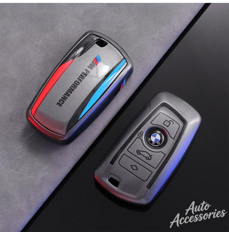 BOHQ2 Car Key Case Cover Protect Shell For BMW 1 2 3 5 7 Series X1 F48 X3 G20 X4 X5 G05 X6 F16 M40i M440i G02 G31 G23 F34 F15 Keychain