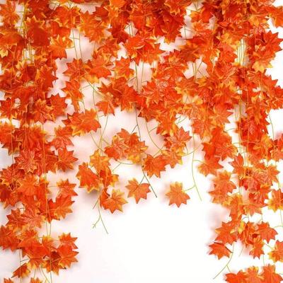 12 Pcs Silk Autumn Hanging Vines Fall Leaf Garland Artificial Maple Leaves Garland Red Ivy Garland for Home Wedding Party Garden Fireplace Decor
