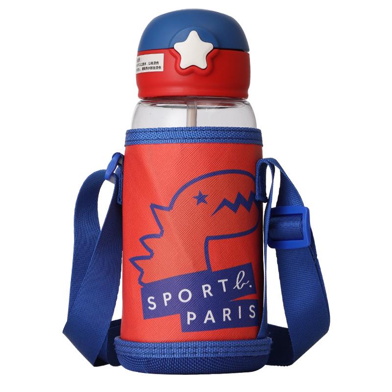 Dinosaur Cartoon Plastic Water Cup with Duckbill Straw for Kids - Portable and Perfect for School