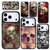 Capa Case for iPhone 17 Air 16 Pro Max 15 Plus 11 13 Mini 14 12 Back Phone Cover Skull And Roses Abstract Art