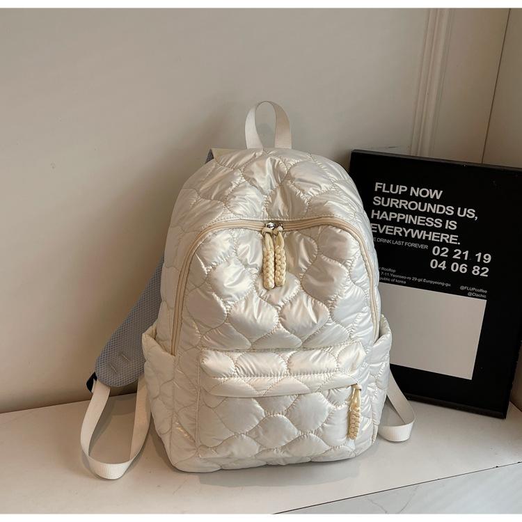 New down cotton jacket backpack fashion rhombus student schoolbag new large capacity leisure travel backpack