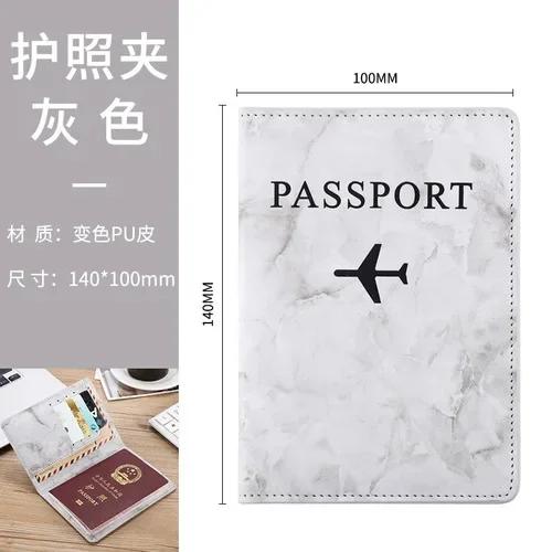 Étui de passeport en cuir PU style marbre pour femmes et hommes, porte-cartes de crédit, porte-passeport, portefeuille, sac à main, pochette