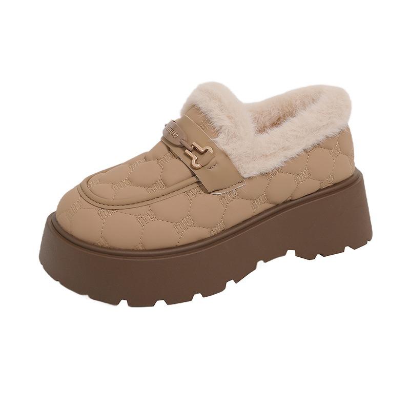 

Зимние новые бархатные сноубутсы для женщин, чтобы сохранить тепло и комфорт, на одной педали, пушистые с широким голенищем, большого размера хлопковые туфли Дуду для женщин 41 хаки