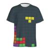 Retro Building Block 3D Printed T Shirt Men Jigsaw Puzzle Video Games Pattern T-Shirt Loose Street Short Sleeves Y2k Tee Shirts