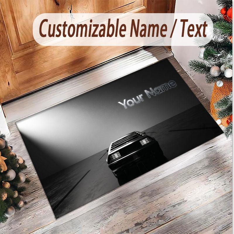 Car Racing Theme Soft Crystal Velvet Rug Custom Name & Text Print Non Slip Floor Rug for Bedroom Living Room