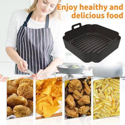 Reusable Air Fryer Silicone Liners Non-stick Baking Tray Basket Insert Easy Cleaning Airfryer Silicone Pot Baking Tray Food Safe