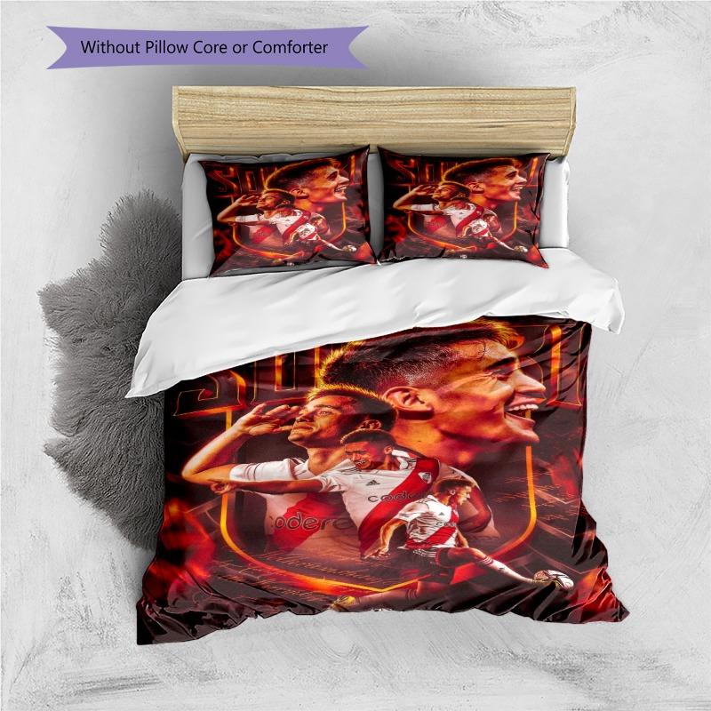 Julian Alvarez River Plate Flame Shield 3D Print Duvet Cover Set Soccer Star Bedding Set Without Pillow Core Comforter Bedroom Decor