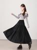 2025 Fall/Winter Layered Woolen Flare A-Line Skirt - Slimming, High-Waist, Long Design