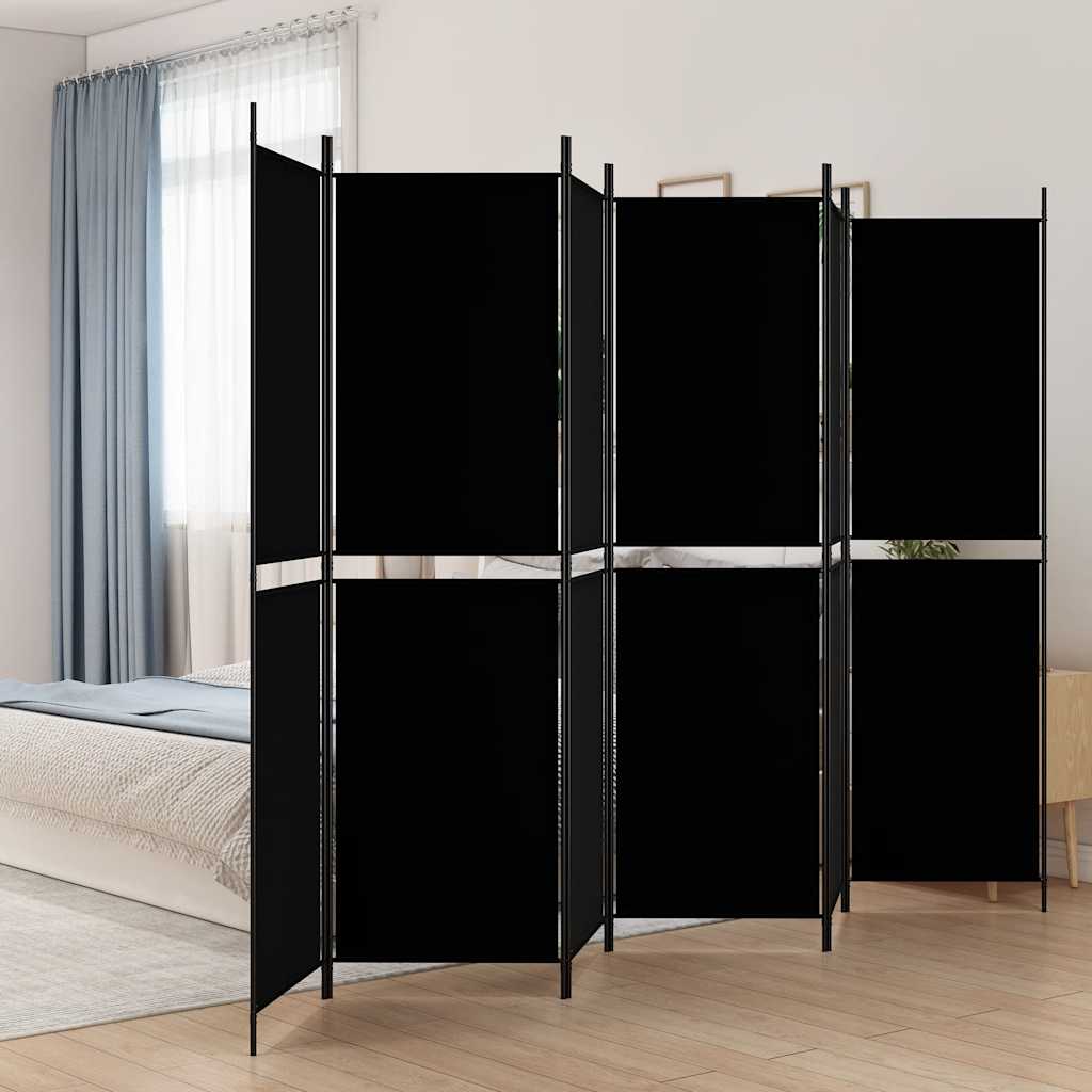 Vidaxl 6-Panel Room Divider, Black, 300X200 Cm, Fabric