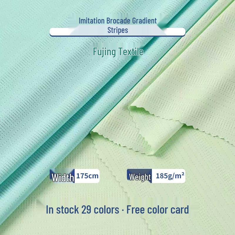 Gradient Striped Knit T-shirt and Mask Set with Breathable Polyester-Spandex Eyelet Fabric