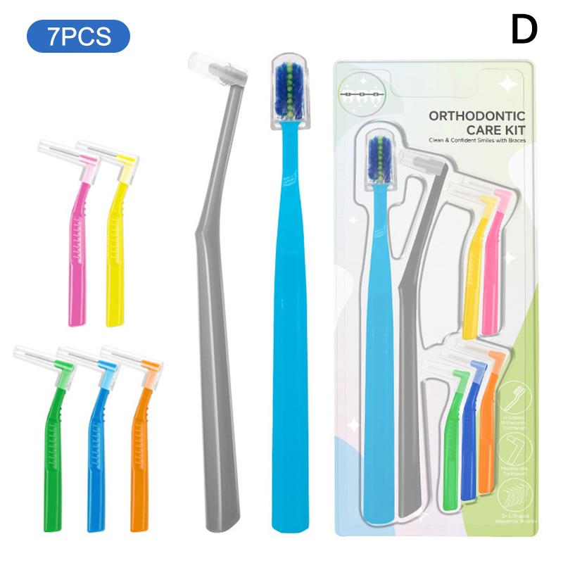 3/4/7Pcs L Shape Push-Pull Interdental Toothbrush Soft Bristle Tufted Brush for Oral Care Braces Cleaning Dental Care Accessory