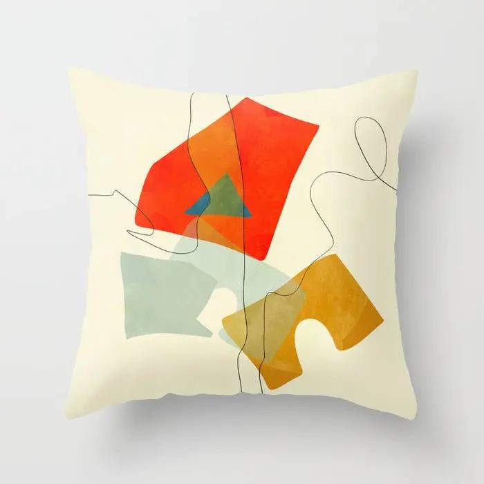 Decorative Home Pillow Case Cushion Covers 45*45 Nordic 40*40 40x40cm 50x50cm Morandi Shape Geometric Abstract Children's Velvet