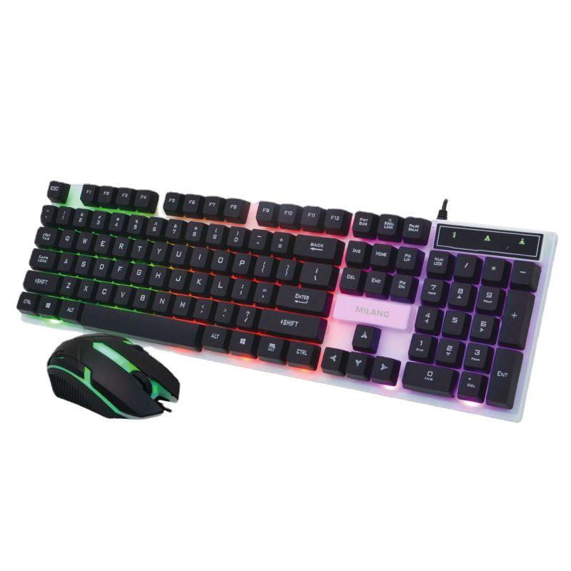 Waterproof Rainbow Backlit Gaming Keyboard & Mouse Set for Home or Office
