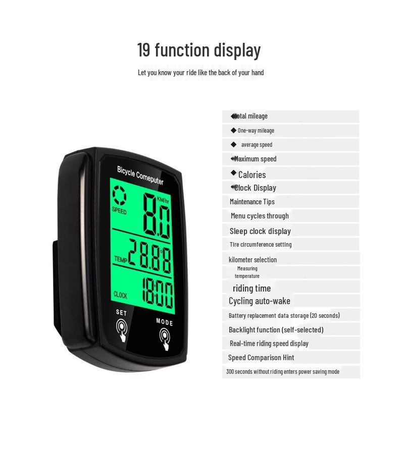CNC Luminous Wired Bicycle Speedometer with Touch Screen & Backlight for Road & Mountain Bikes