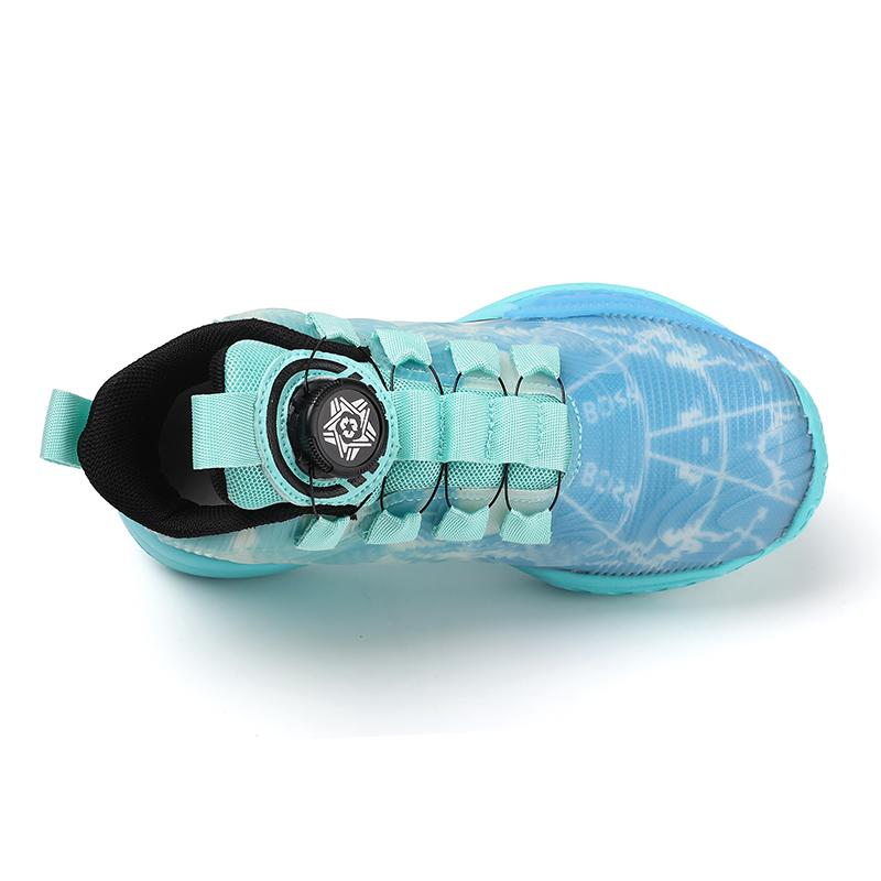 Boys' Shoes Leather Top Waterproof Sports Shoes Students Rotary Buckle Children's Basketball Shoes Combat Shock Absorption