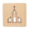 LED Night Light Christian Church Pattern Hollow Out 3D Wooden Lamp USB Interface Pine Wooden Night
