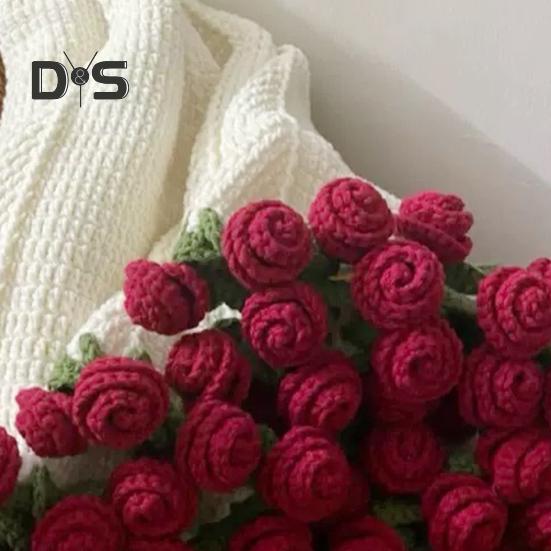 DIY Crochet Flowers Blanket Rose Bouquet Blanket Crocheting Kit Bouquet Throw Blanket Craft Kit for Mother's Day Birthday Gift Home Decor