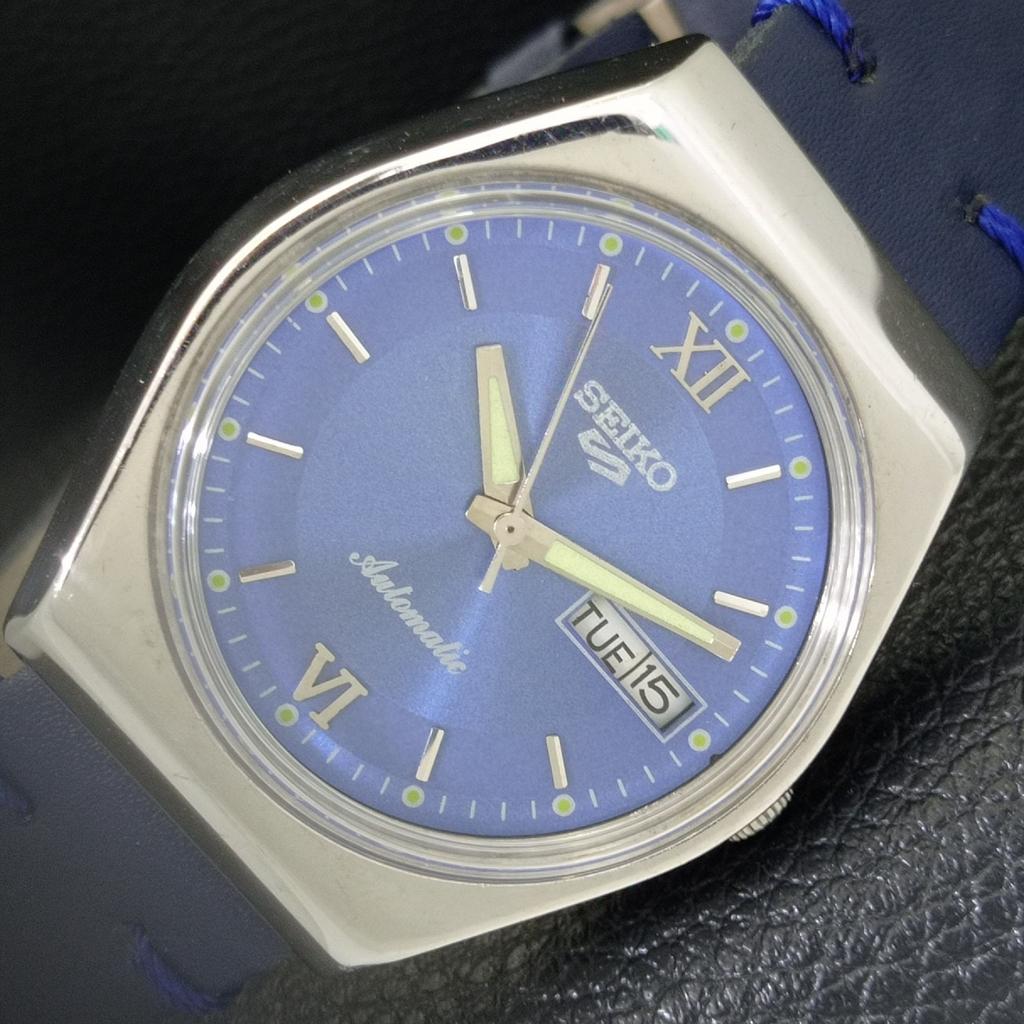 JAPAN VINTAGE SEIKO 5 AUTOMATIC 6309A MENS BLUE COLOR DIAL WATCH A701441-5 R206b-a701441