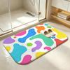 Macaron Color Cow Spot Allover Floor Mat Bedroom Carpet, Bathroom Foot Mat, Doormat, Non-Slip Absorbent Multi-Use