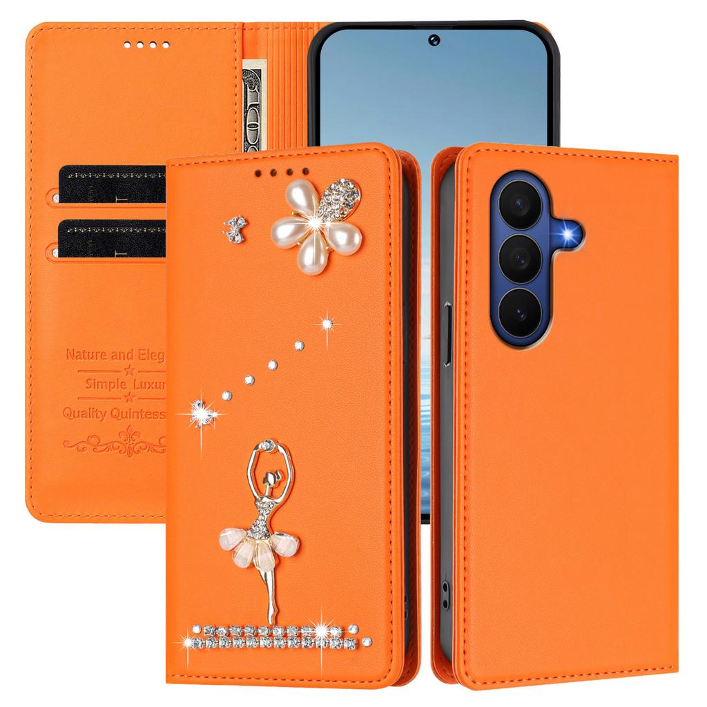 Luxury Diamond Cute Cards Solt Wallet Leather Phone Case For Samsung Galaxy Z Fold 7 6 5 4 3 Flip Bag Pocket Kickstand Cover