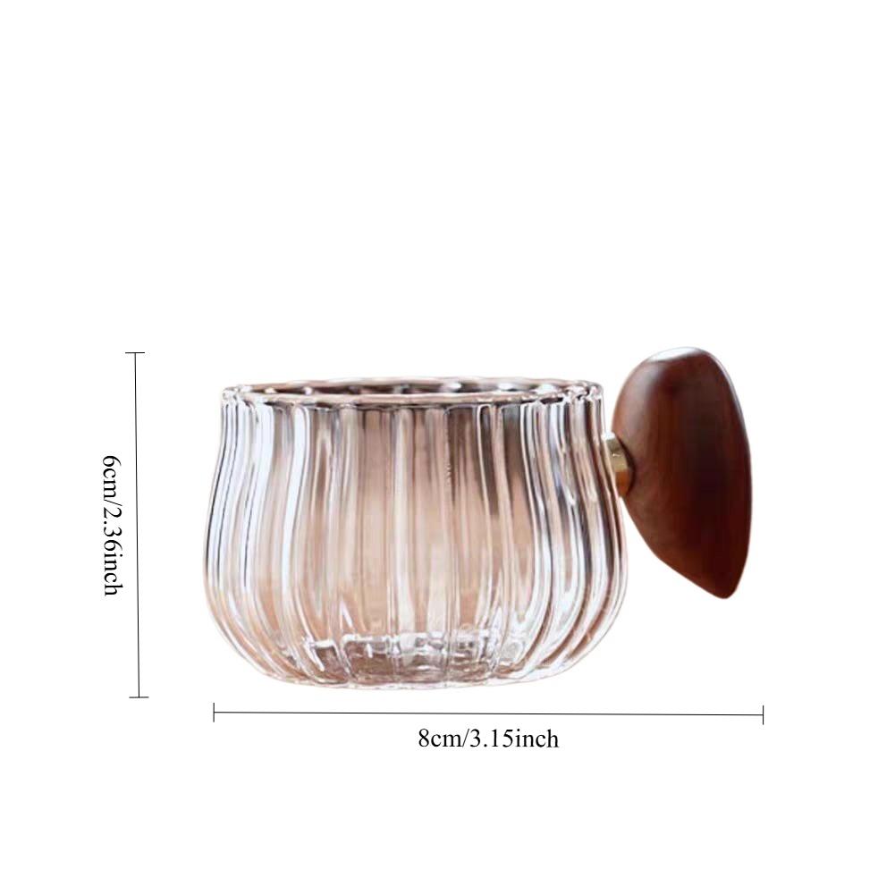 250ml striped heat-resistant borosilicate glass wooden handle iced American latte cup, breakfast milk tea cup