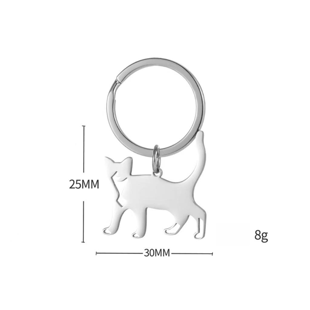 Minimalist Black Cat Stainless Steel Keychain Simple Fashion Design Stylish Couple Keyring Practical Daily Bag Pendant