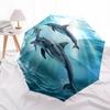 1pc Oceanic Dolphins Swimming Art Print Umbrella with Plastic Handle,Suitable for All Seasons Home Travel Outdoor UmbrellaDD352