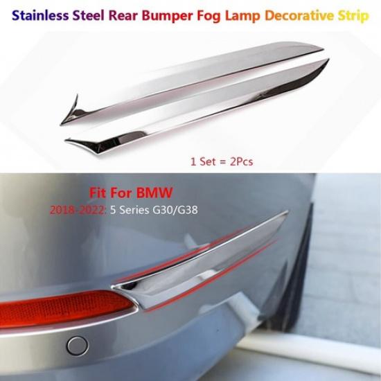 Stainless For BMW 5 Series G30 Exterior Car Rear Fog Light Lamp Strip Cover Trim