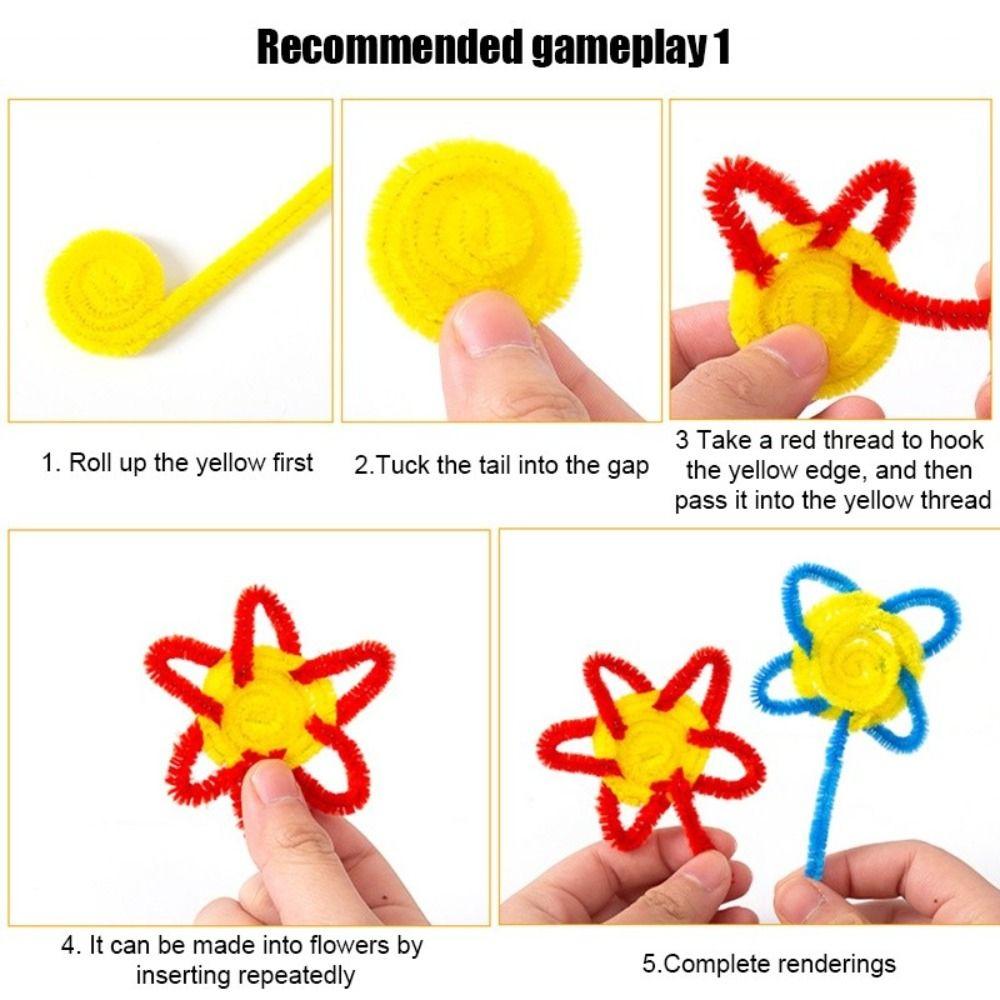100/300/400Pcs Plush Chenille Stems Bendable Craft Stamen Plush Sticks for Artificial Flower Making