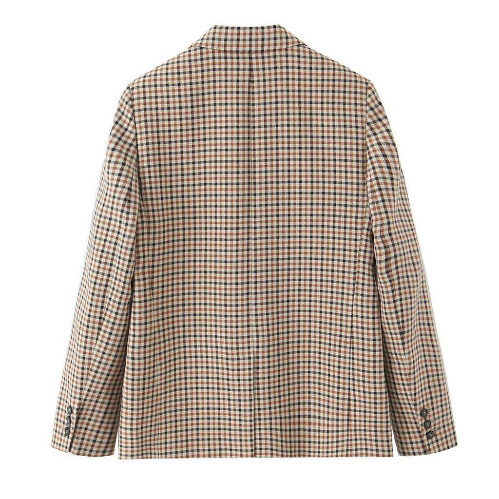 European and American style French women's clothing fashion versatile temperament plaid straight-cut blazer + pants