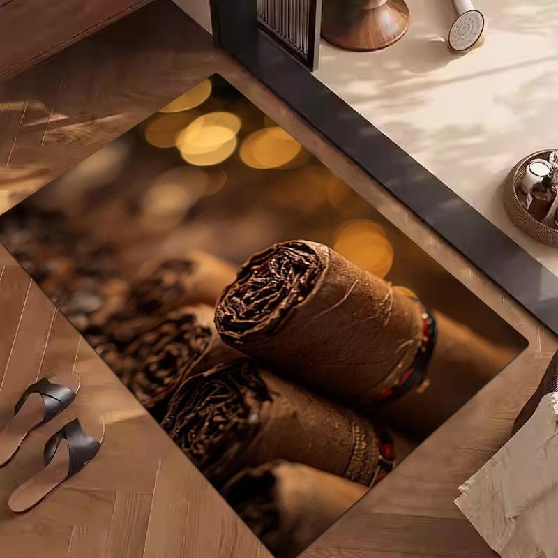 1Pc Cigar Coffee Beans Pattern Rug - Home Decoration Carpet For Living Room Bedroom Flooring Computer Chair Area Rug