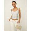 Refor * Li Huili Same Style French Style Retro Striped Fake Two Pieces Double Shoulder Strap Small Sling Slim Fit Slimming Top