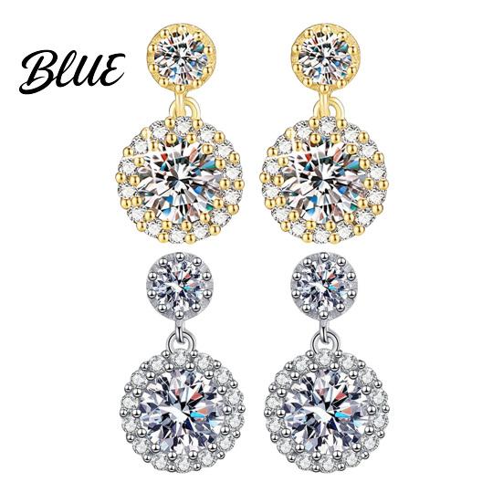 Earrings 1 Pair Stud White Cubic Zirconia Stones Ear Studs