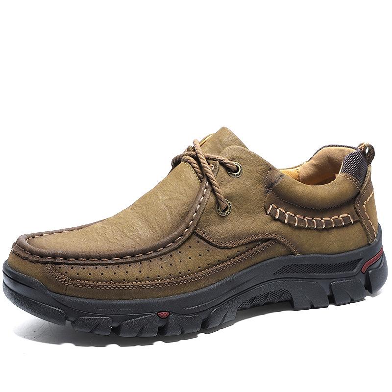 

Мужская обувь большого размера, повседневная кожаная обувь, из натуральной кожи, коровьей кожи, мужская уличная повседневная обувь в стиле милитари, нескользящая обувь на толстой подошве, на мягкой подошве 38