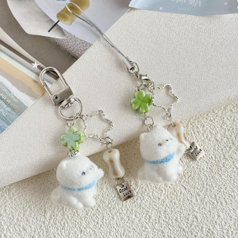 Flockad Tecknad Nyckelring Sött Djurhänge Väskdekoration Nyckelring Telefonkedja Snodd