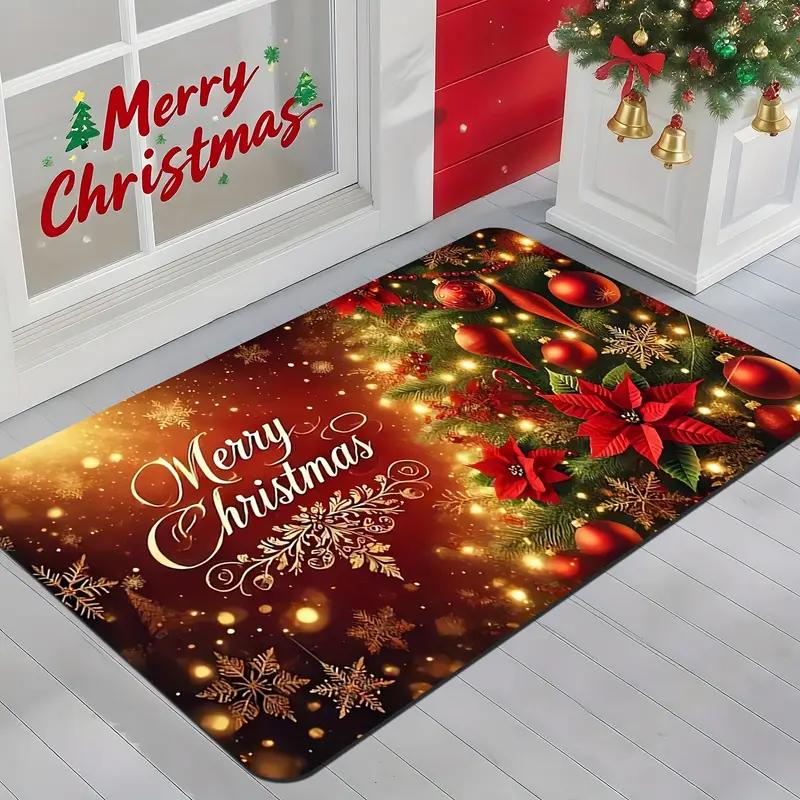 Glittering Beautiful Christmas Tree Floor Mat Entrance Welcome Doormat Bedside Balcony Hallway Christmas Decoration Carpet