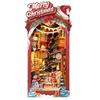 Robotime Book Nook Kit DIY Miniature Dolls House Kit 3D Wooden Puzzle Decoration Gift with LED Lights Christmas Street and House
