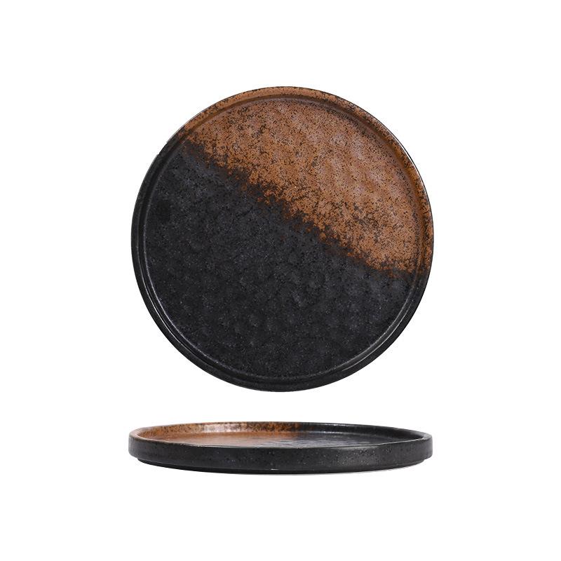 Creative Pasta Western Pizza Plates Ceramic Steak Plates Simple Stone Pattern Flat Tray Japanese Cuisine Home Restaurant Plate