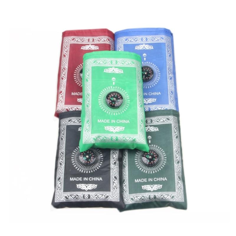 5pcs Islamic Travel Prayer Mat Set Optional Compassed Waterproofie Polyester Prayer Carpet With Large Carry Bag 60x100cm