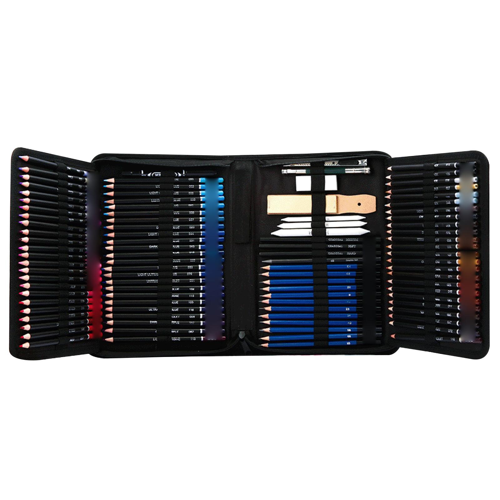 

H&B 145-Piece Professional Oil Colored Pencils and Sketch Set Charcoal Graphite Pencil Eraser Extender Draw Paper Carrying Bag Art Supplies Gift for C