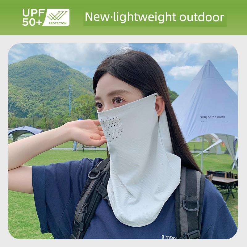 Summer Sun Protection Mask for Men, Neck Gaiter, Ice Silk Headscarf, Full Face Sunshade with Ear Loops, Outdoor Driving Essential for Women