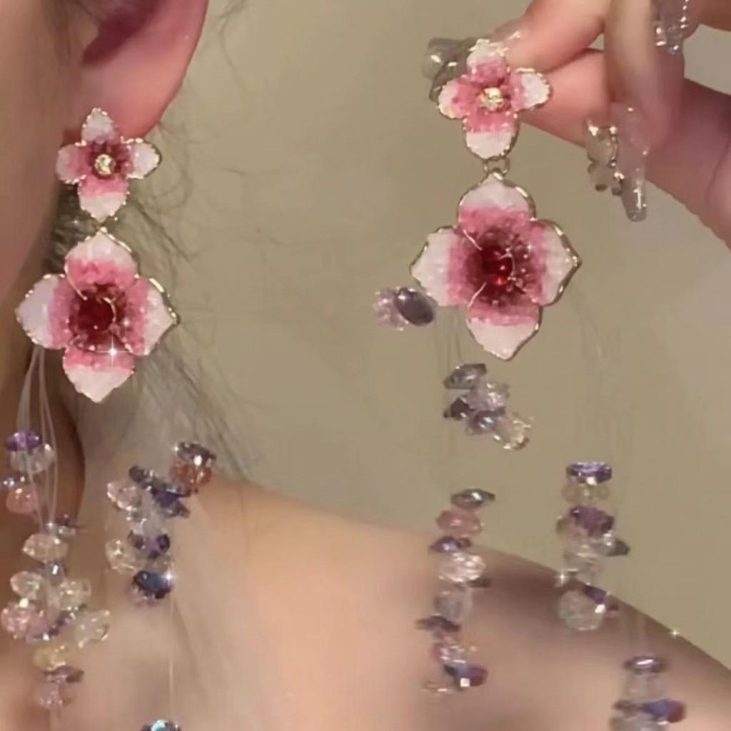 Spring Garden ~ Butterfly dusk øredobber, kvinnelige skog søte blomst lange øredobber, super fe temperament utsøkte øredobber