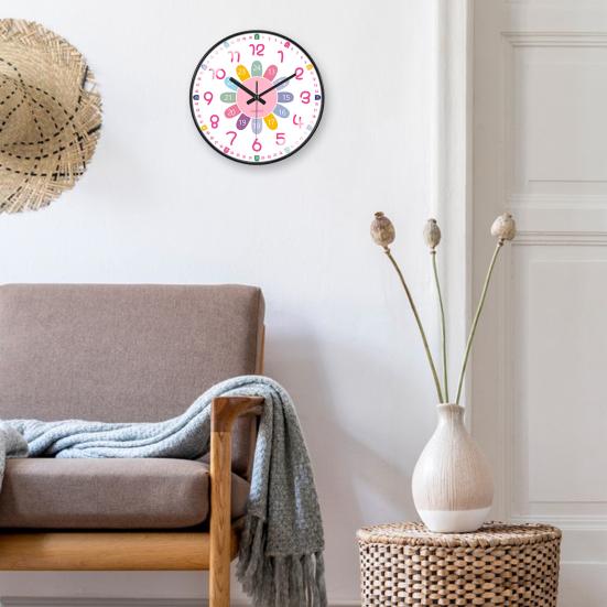Colorful Silent Wall Clock Bedroom Classroom Playroom Teach Time Telling Skills Clock for Kids Room Decor