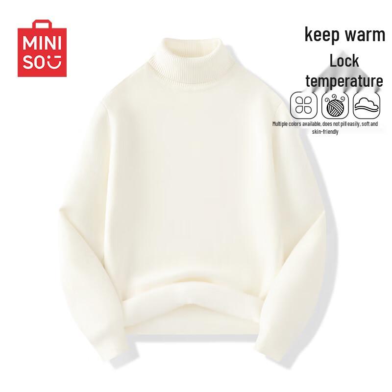 MINISO Men's Fleece Lined Turtleneck Sweater