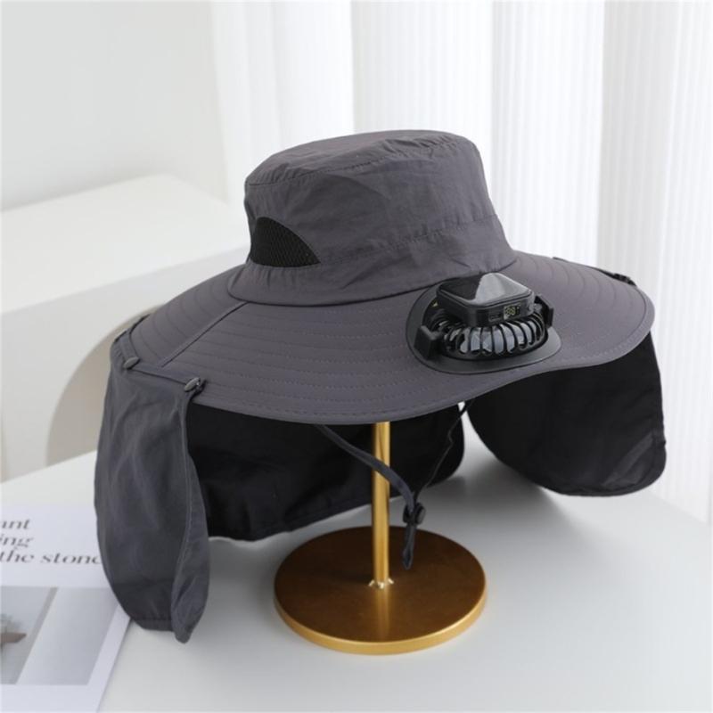 Rechargeable Sun Hat With 3 Speed Fan Sun Protection For Men Women Fishing Gardening Wide Brims Foldable Outdoor Caps
