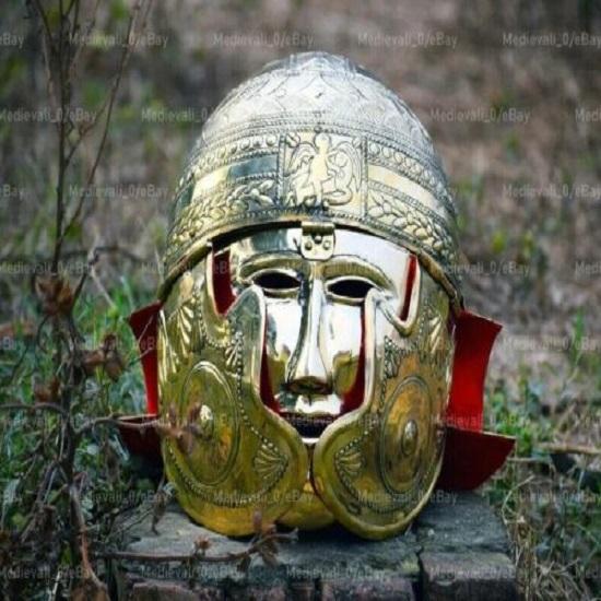 шлем 18ГА латунный средневековый древнеримский с центурионом лицевого щитка гермошлема римским галльским