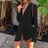 Sexy Mini Slim Dress Women Green Club Party Dress Turn-Down Collar Button Short Dresses Female Elegant Streetwear Shirt