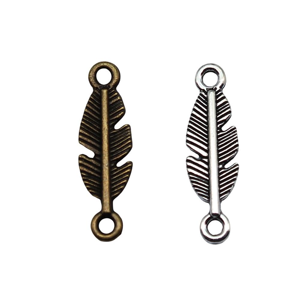 Feather Charm Angle Connectors For Bohemian Style Jewelry Vintage Pendants