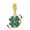 925 Sterling Silver Charms Bead CZ Zircon Gold Spinning Four Leaf Clover Dangle Fit Original Bracelet DIY Women Jewelry GiftGood Product